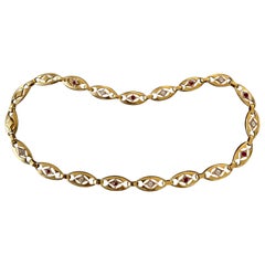Rare Art Nouveau 14 Karat Yellow Gold Ruby and Diamond Necklace
