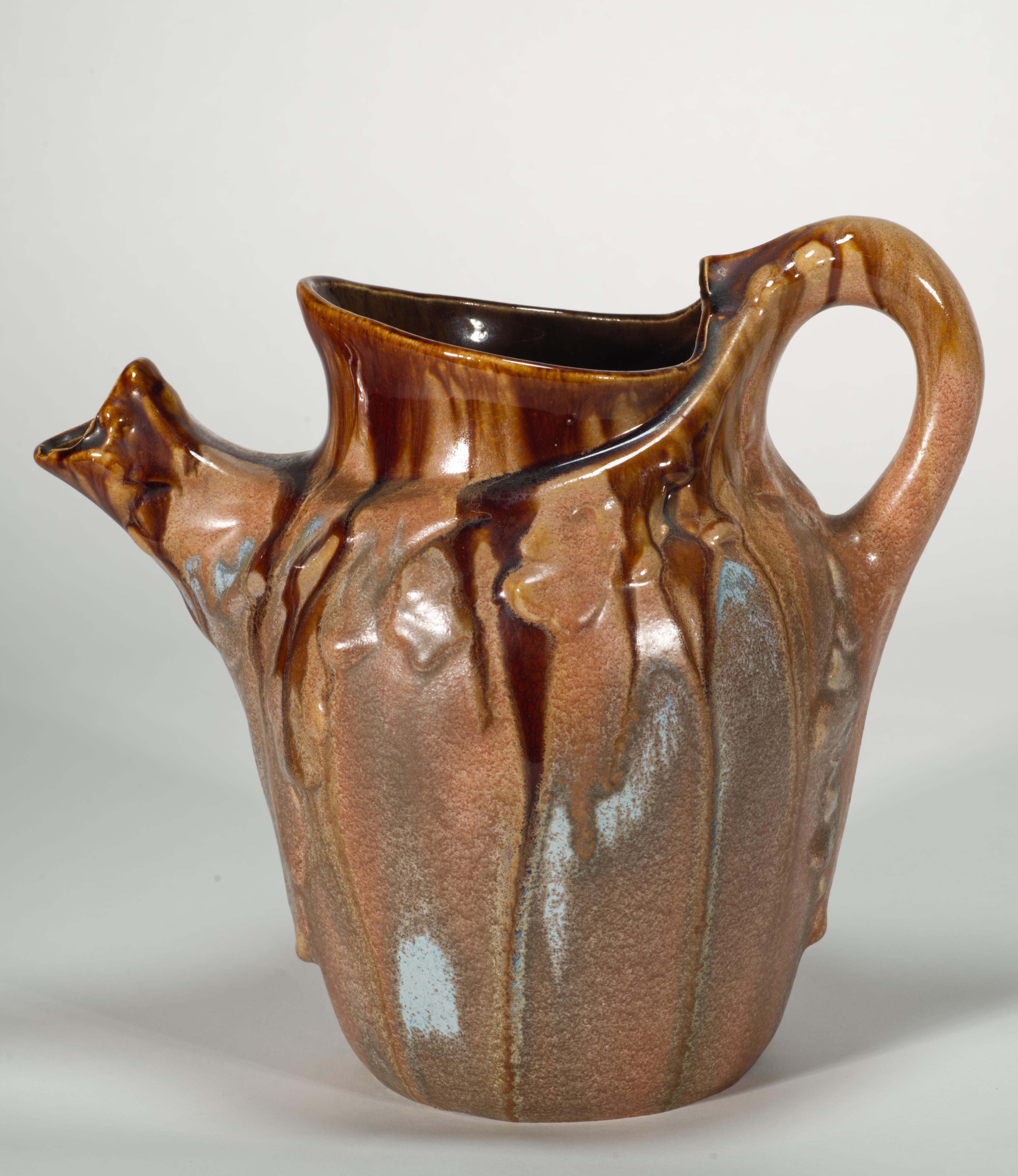Rare Art Nouveau AMC Wasmuel Set of Faience Pitcher and 6 Glasses, Belguim For Sale 4