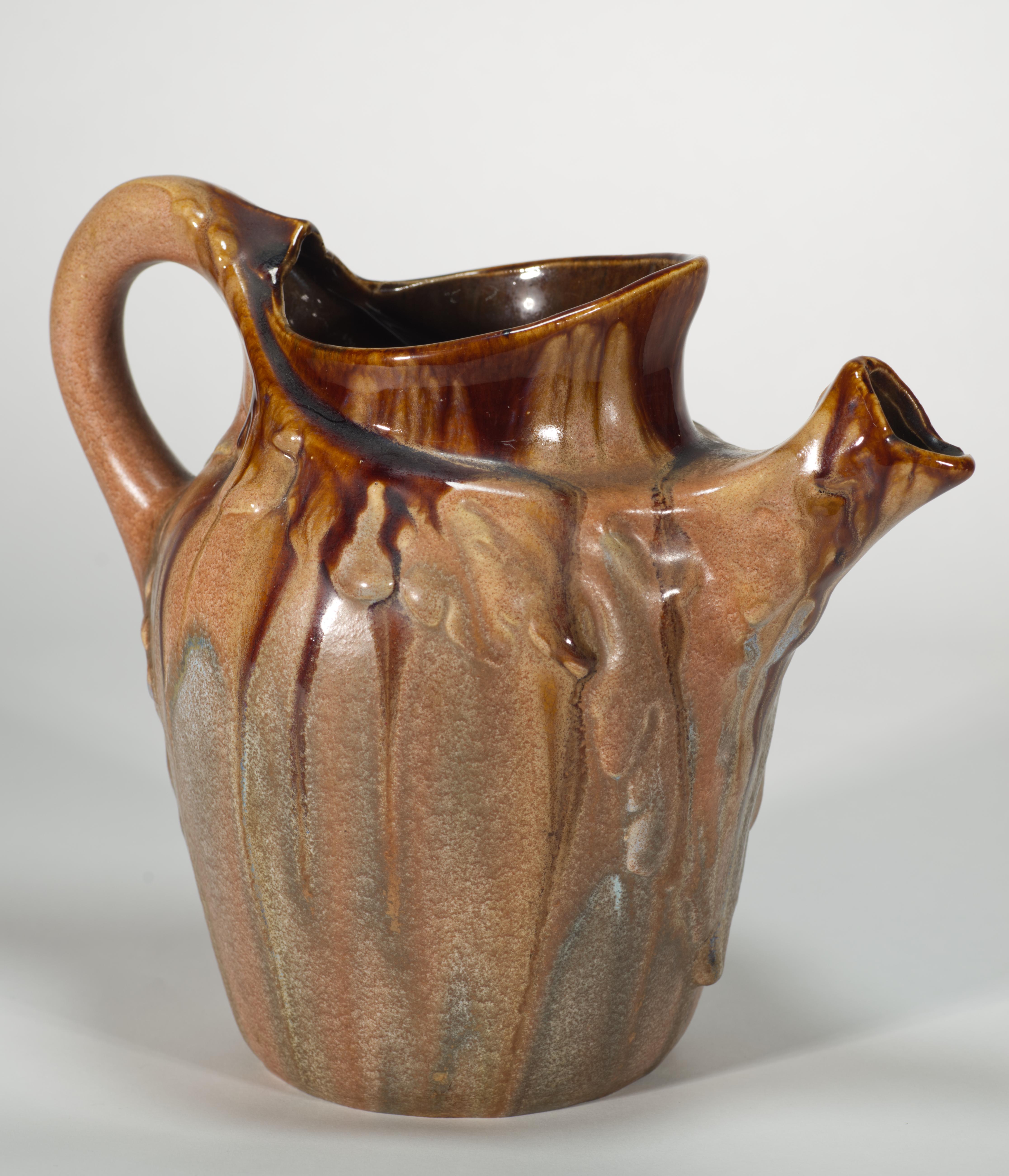 Rare Art Nouveau AMC Wasmuel Set of Faience Pitcher and 6 Glasses, Belguim For Sale 5
