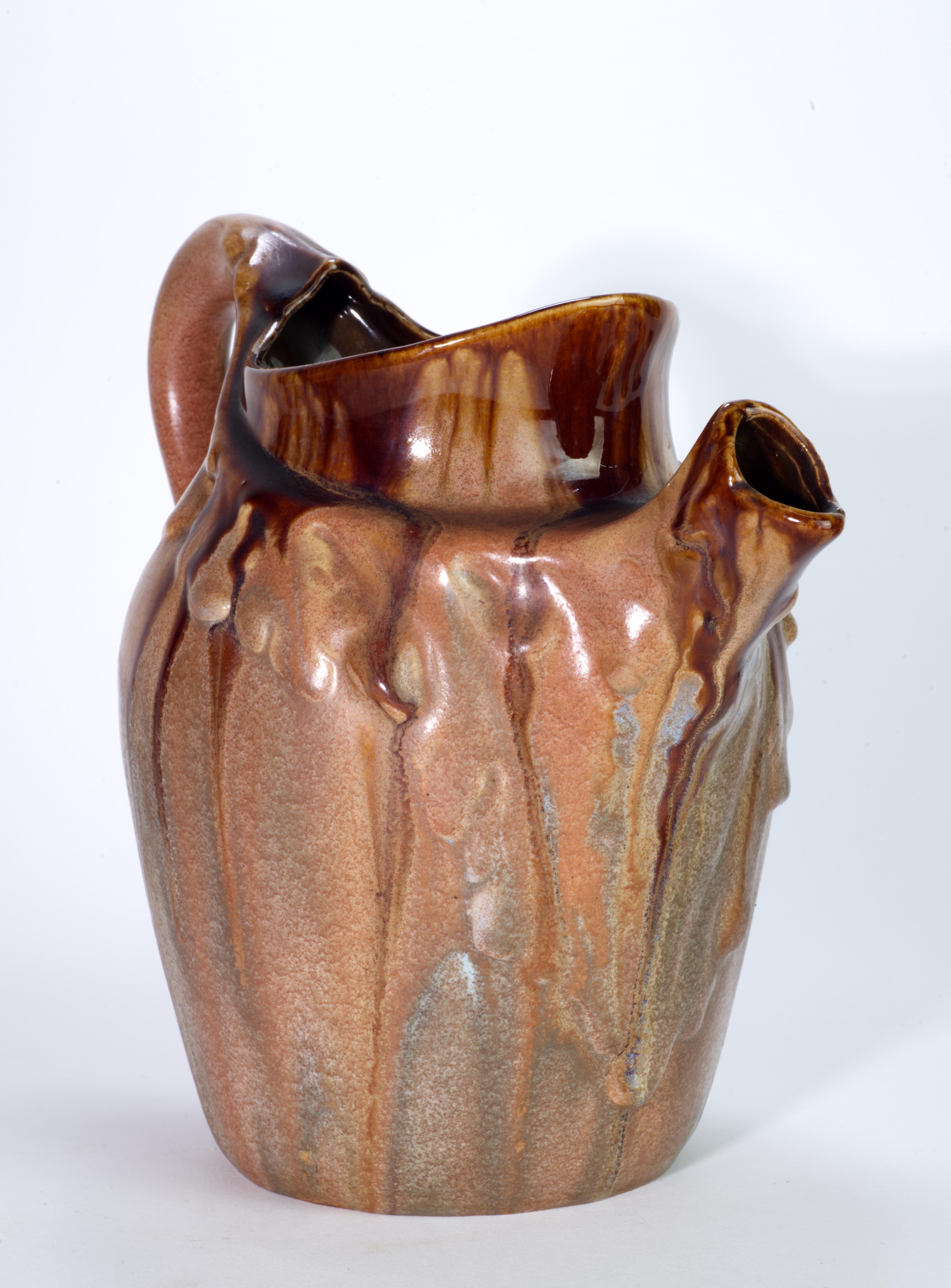 Hand-Crafted Rare Art Nouveau AMC Wasmuel Set of Faience Pitcher and 6 Glasses, Belguim