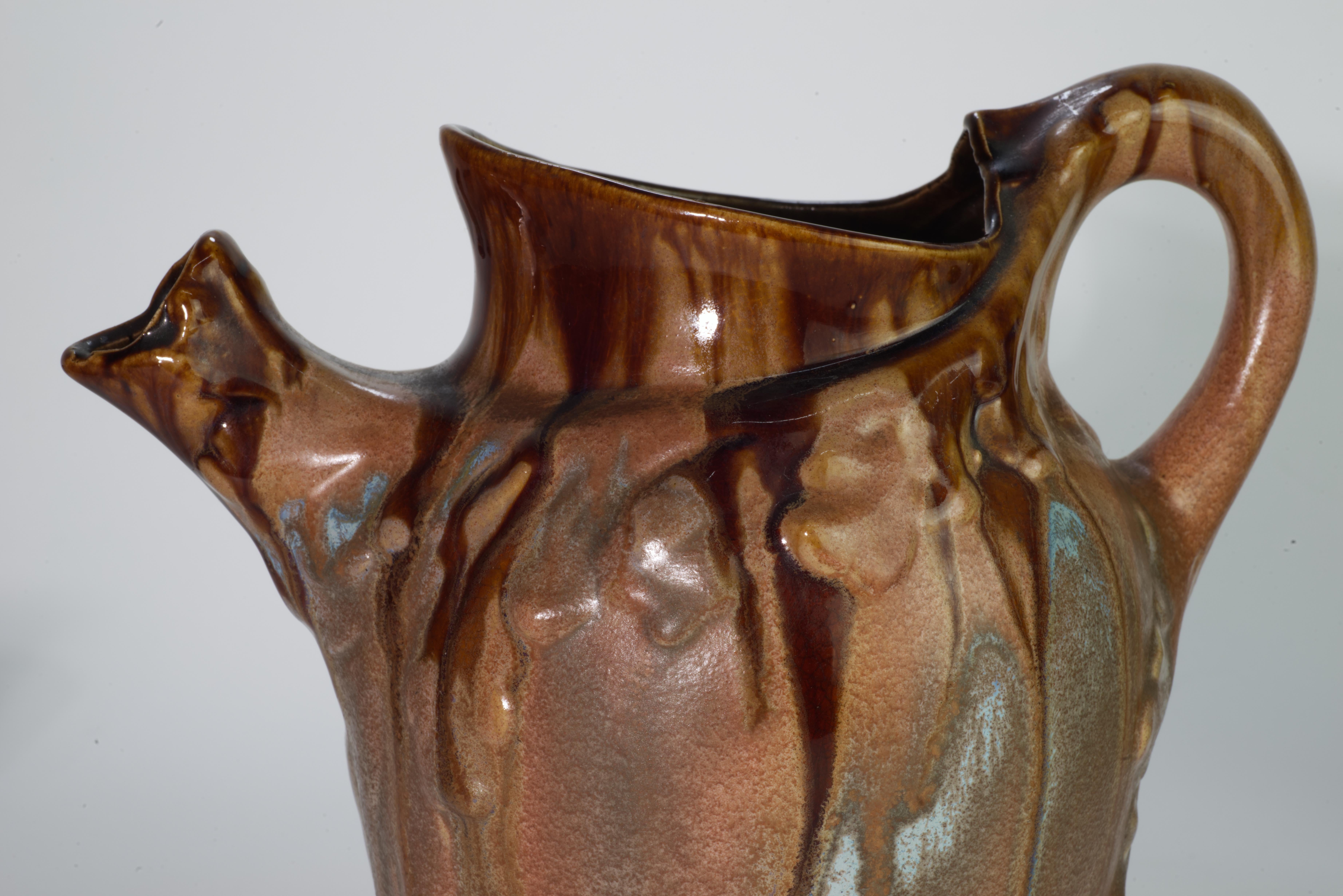 Rare Art Nouveau AMC Wasmuel Set of Faience Pitcher and 6 Glasses, Belguim 2