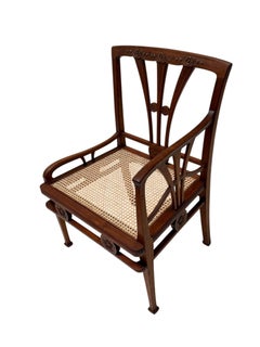 Rare Art Nouveau Armchair by H.P. Mutters & Zoon, Walnut Frame, 1900s