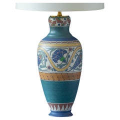 Art Nouveau Art Deco Arnhem Fayence Table Lamp (1910-17) with New Lampshade