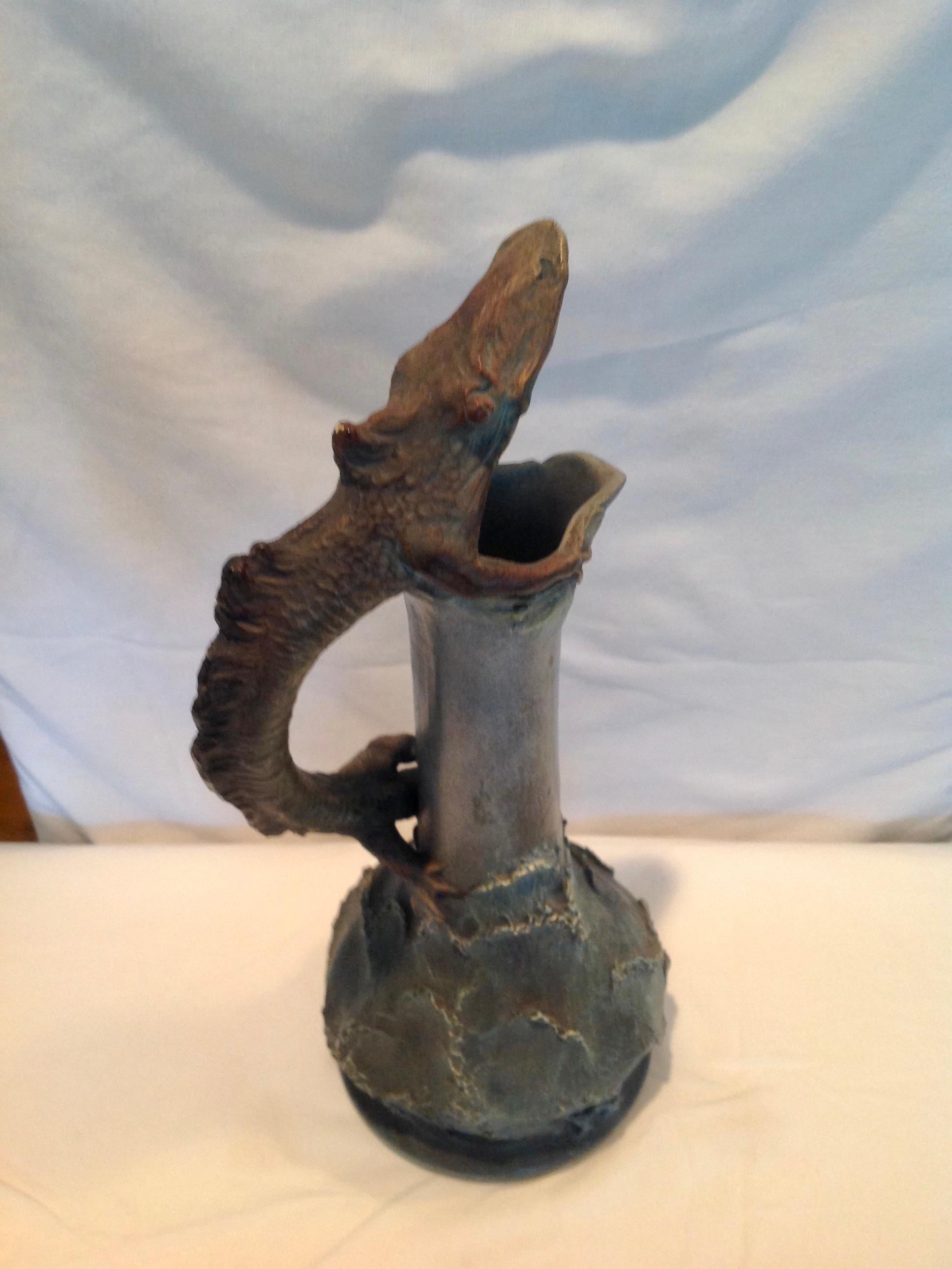 19th Century Rare Art Nouveau Art Pottery Ewer