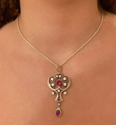 Rare Art Nouveau Burmese Spinel Diamond Antique Pendant