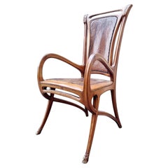 Seltener Jugendstil-Stuhl aus geschnitztem Nussbaumholz, entworfen von Abel Landry, 1900er Jahre