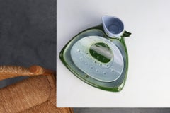 Rare Art Nouveau ceramic 3-piece asparagus set by Julius Dessler, Austria