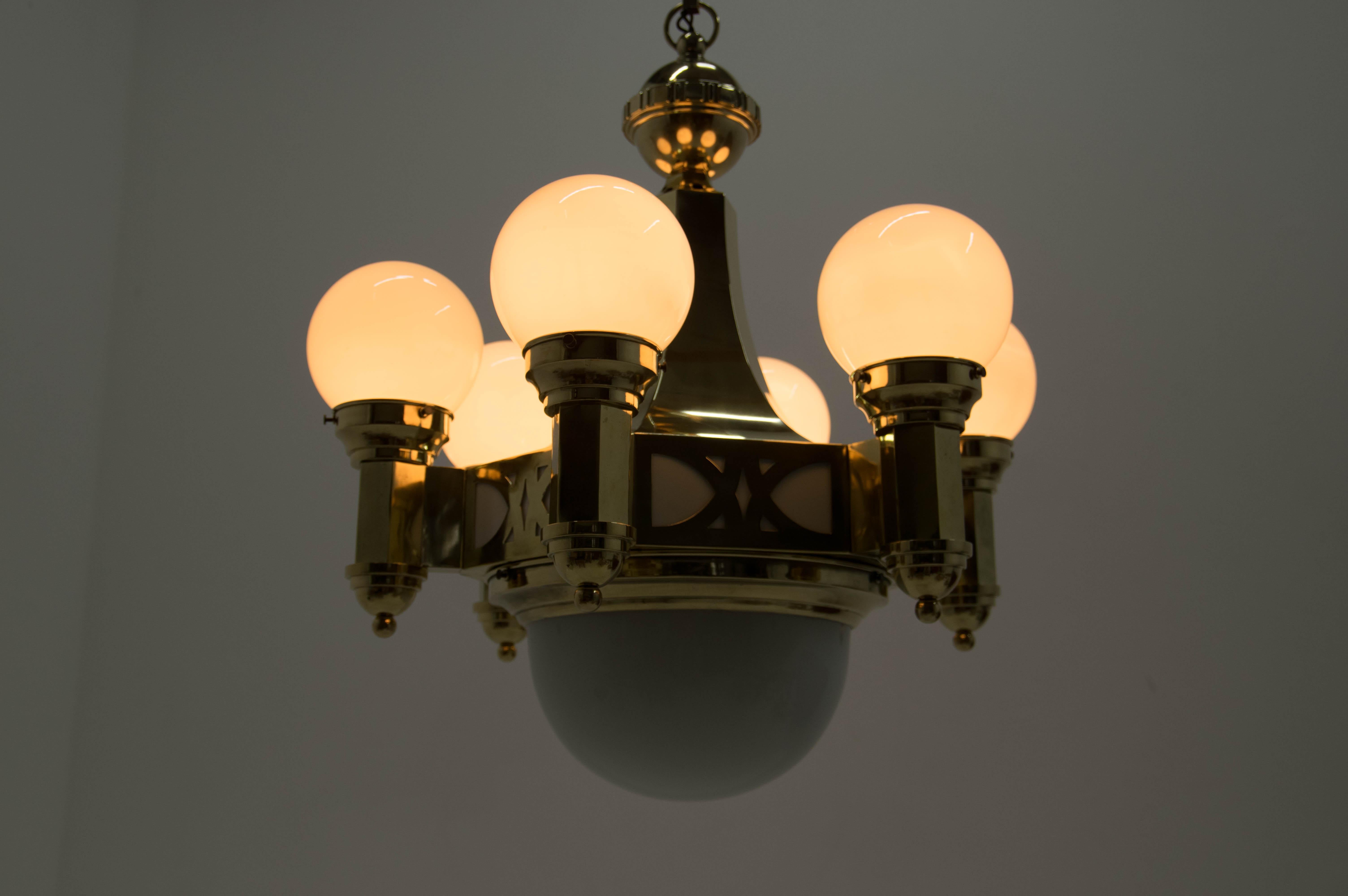 Rare Art Nouveau Chandelier by Emil Kralik for Vulkania, 1920s 4