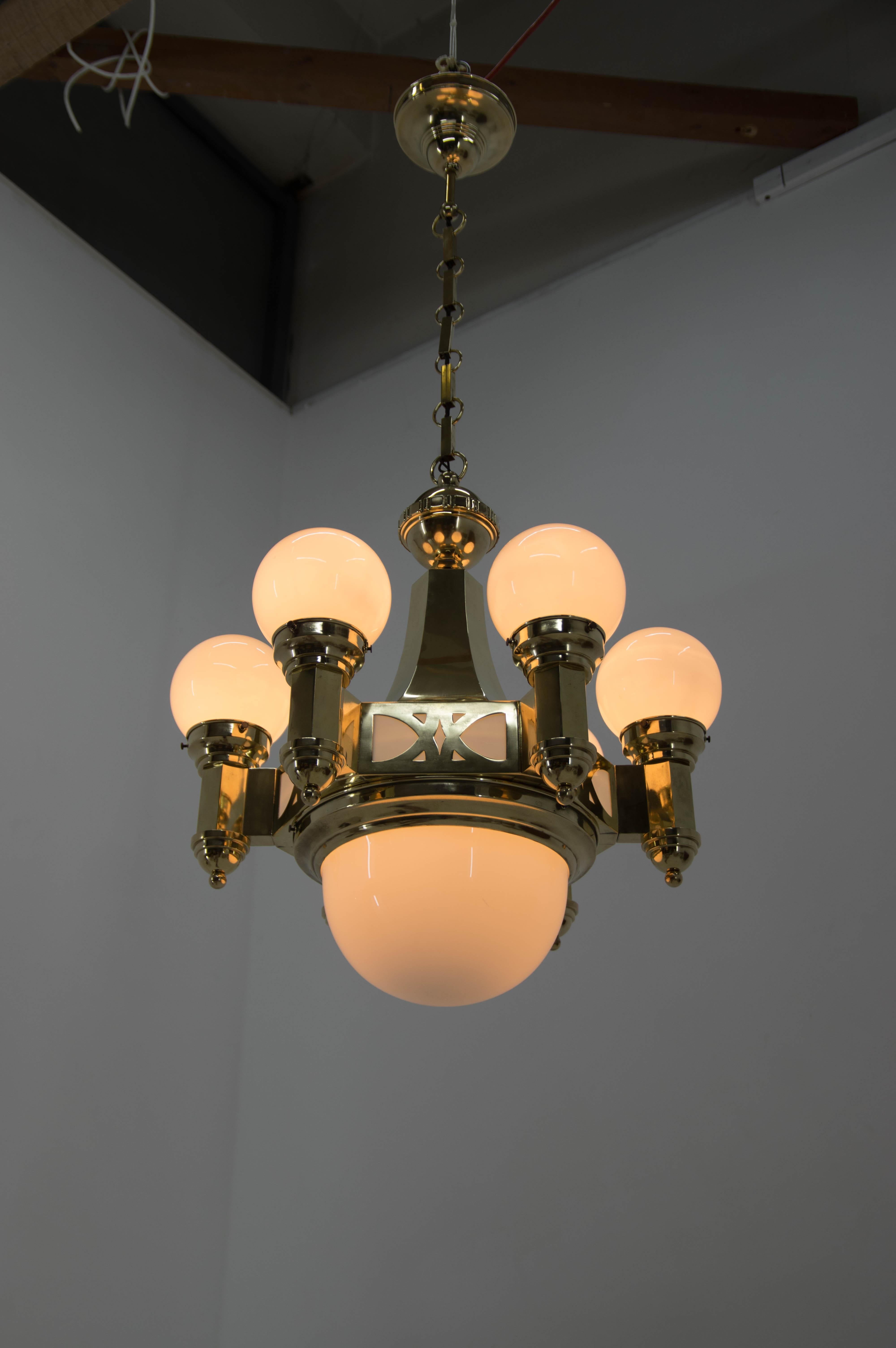 Rare Art Nouveau Chandelier by Emil Kralik for Vulkania, 1920s 5