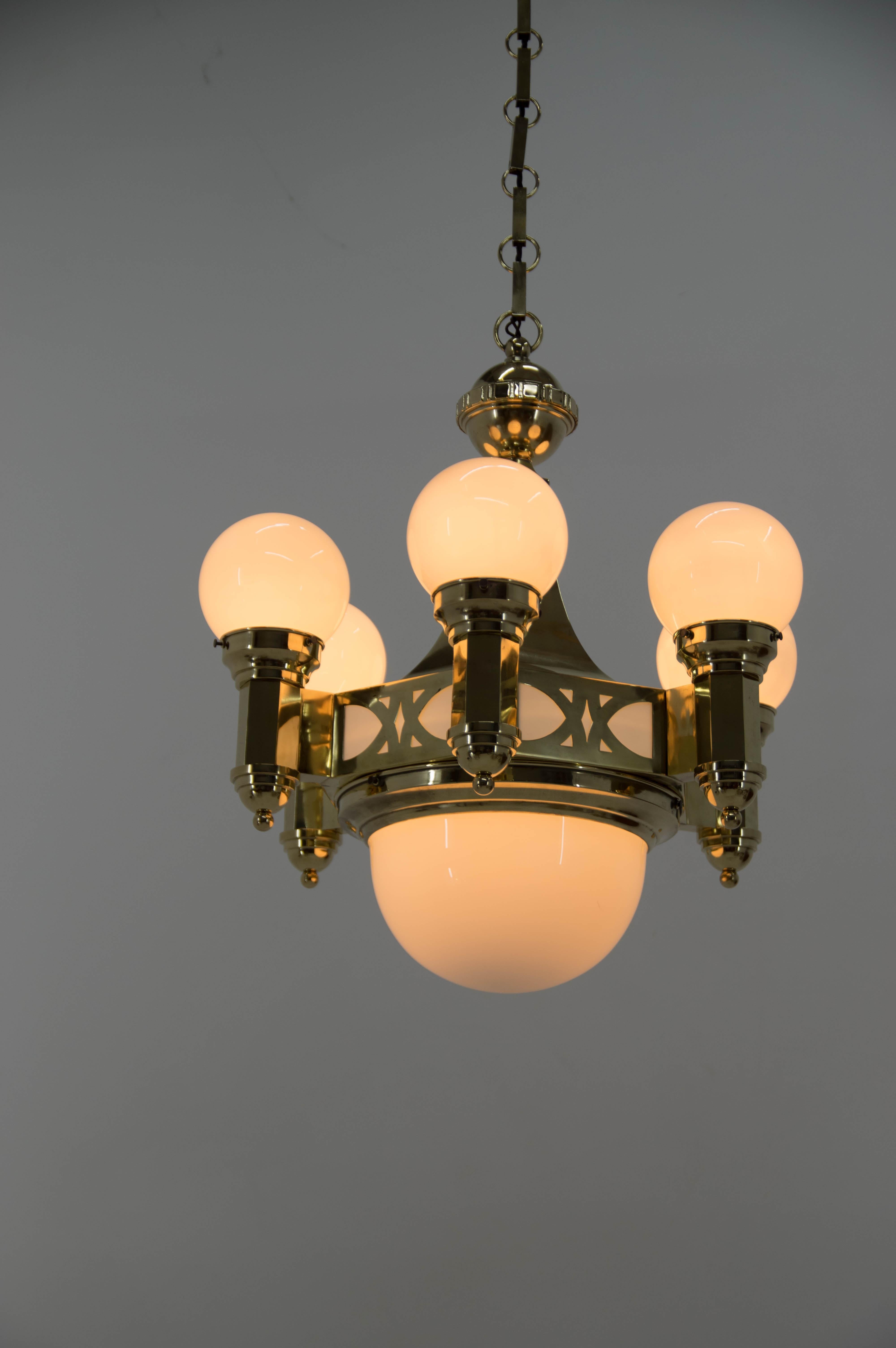 Rare Art Nouveau Chandelier by Emil Kralik for Vulkania, 1920s 7