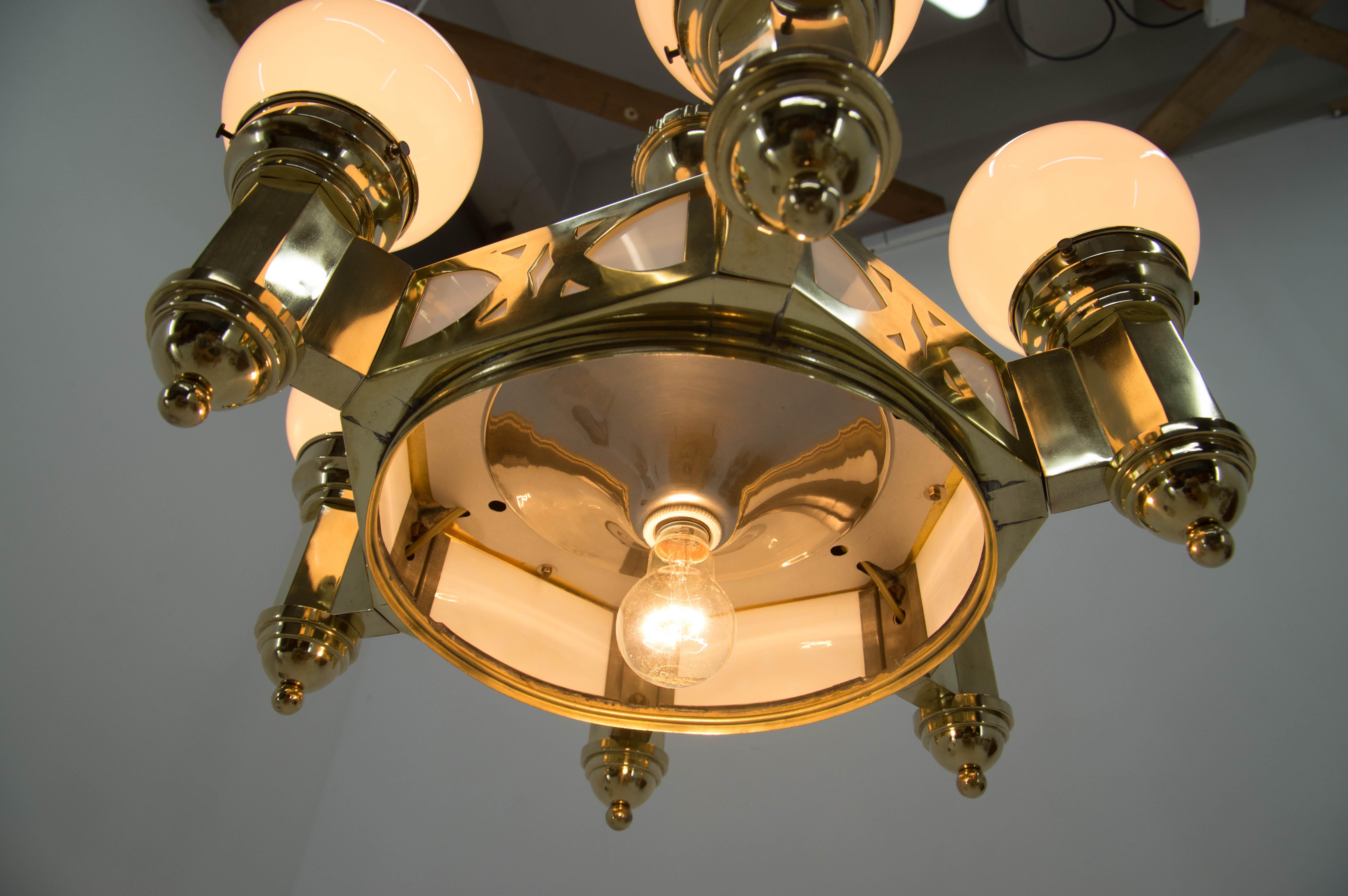 Rare Art Nouveau Chandelier by Emil Kralik for Vulkania, 1920s 9