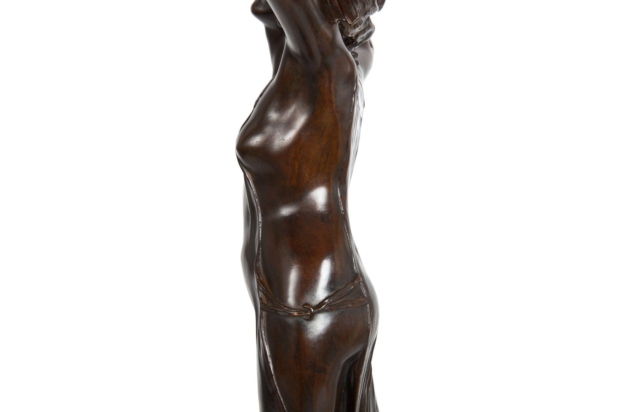 Rare Art Nouveau French Bronze Sculpture “Ariadne” by Georges Flamand 9