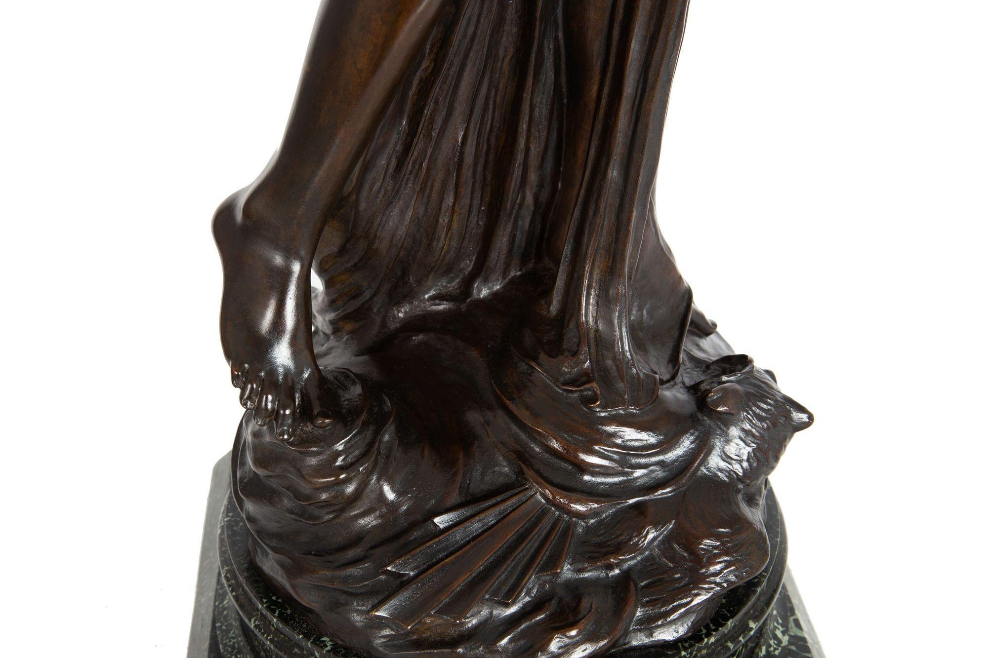 Rare Art Nouveau French Bronze Sculpture “Ariadne” by Georges Flamand 11