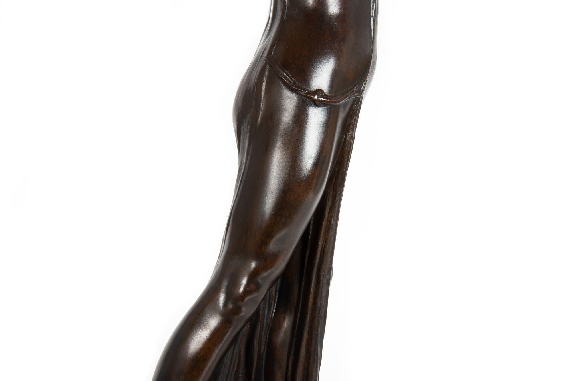 Rare Art Nouveau French Bronze Sculpture “Ariadne” by Georges Flamand 12
