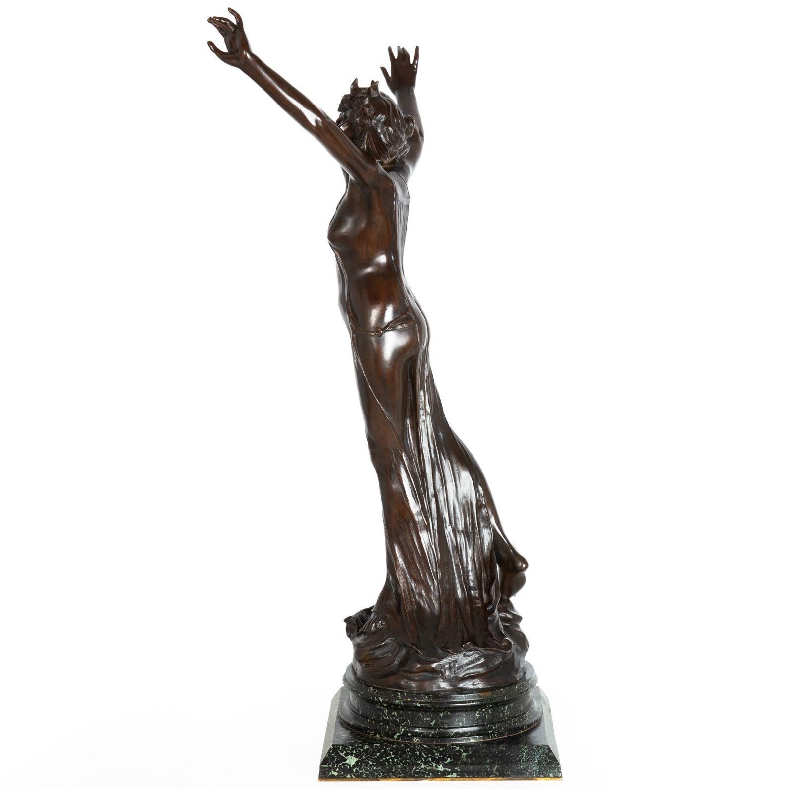 Rare Art Nouveau French Bronze Sculpture “Ariadne” by Georges Flamand In Good Condition In Shippensburg, PA