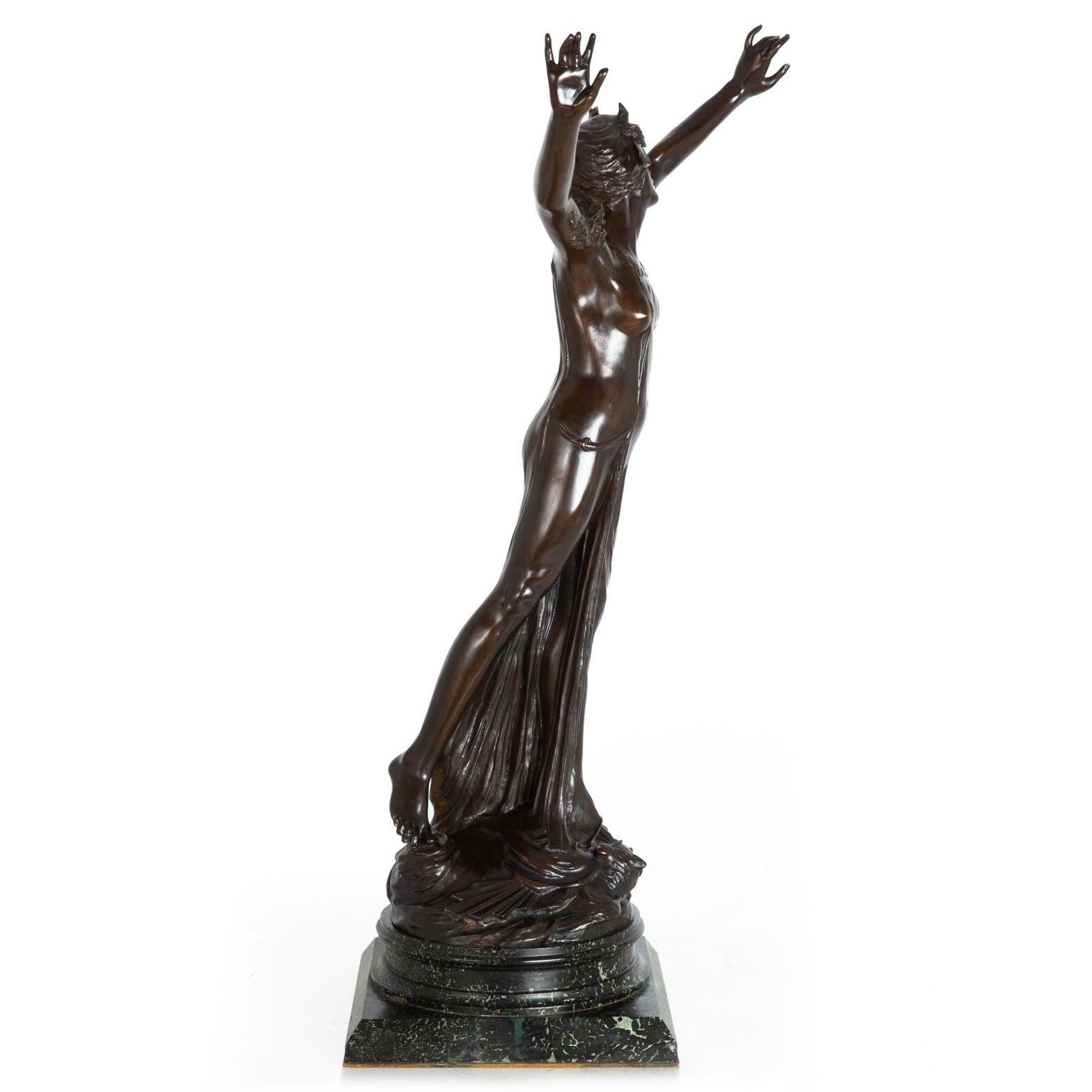 Rare Art Nouveau French Bronze Sculpture “Ariadne” by Georges Flamand 1