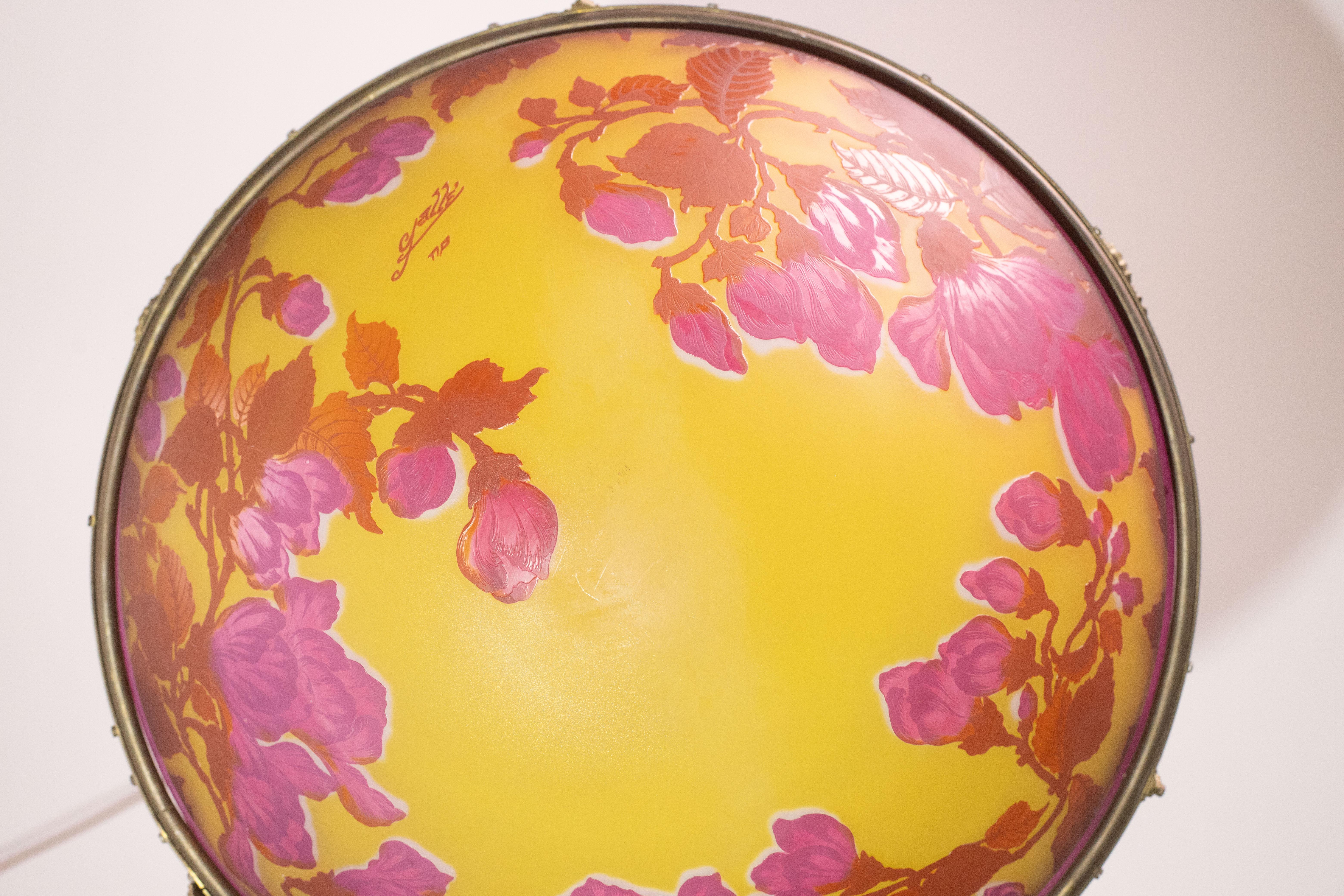 Rare Art Nouveau Multicolor Floreal Chandelier by Gallé For Sale 4