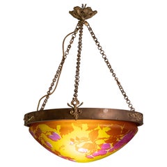 Rare Art Nouveau Multicolor Floreal Chandelier by Gallé