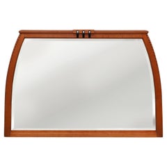 Rare Art Nouveau oak mantel mirror attr. to De Coene with facet cut mirror, 1905