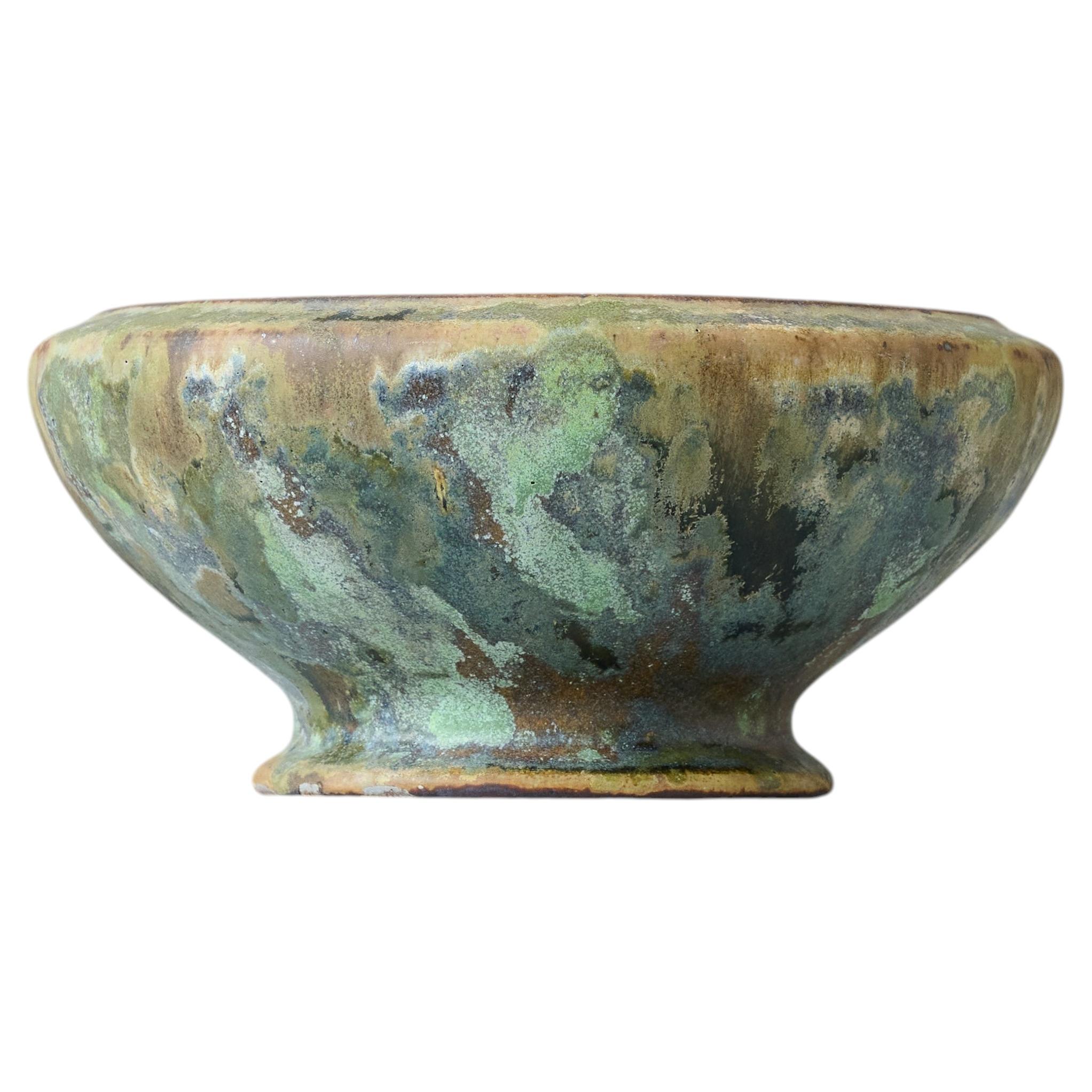 Rare Art Nouveau Pottery Bowl by Anders Teodor Andersson. Ystad, Sweden, 1920s.