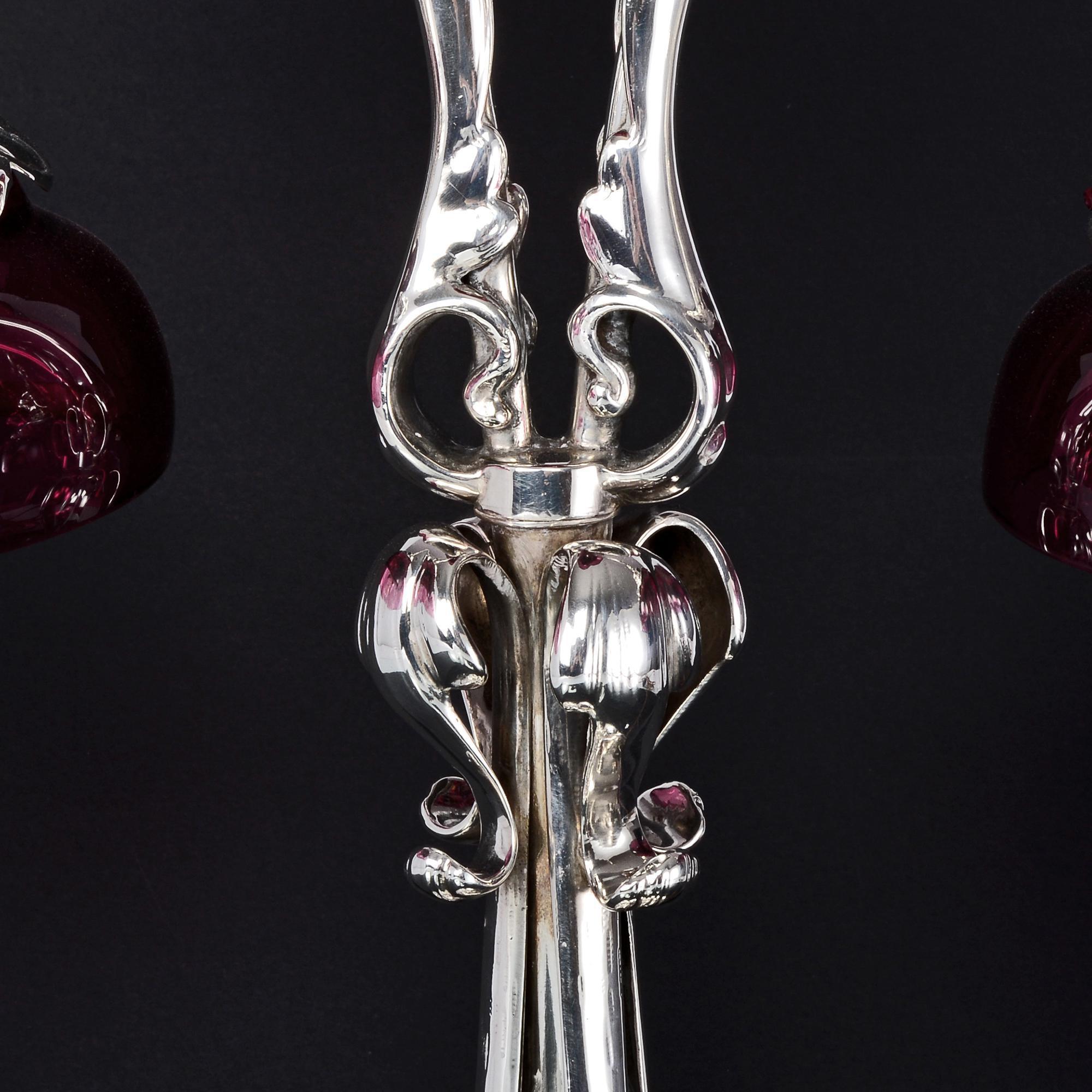 Seltene Jugendstil-Tischlampe aus Silber (Art nouveau) im Angebot