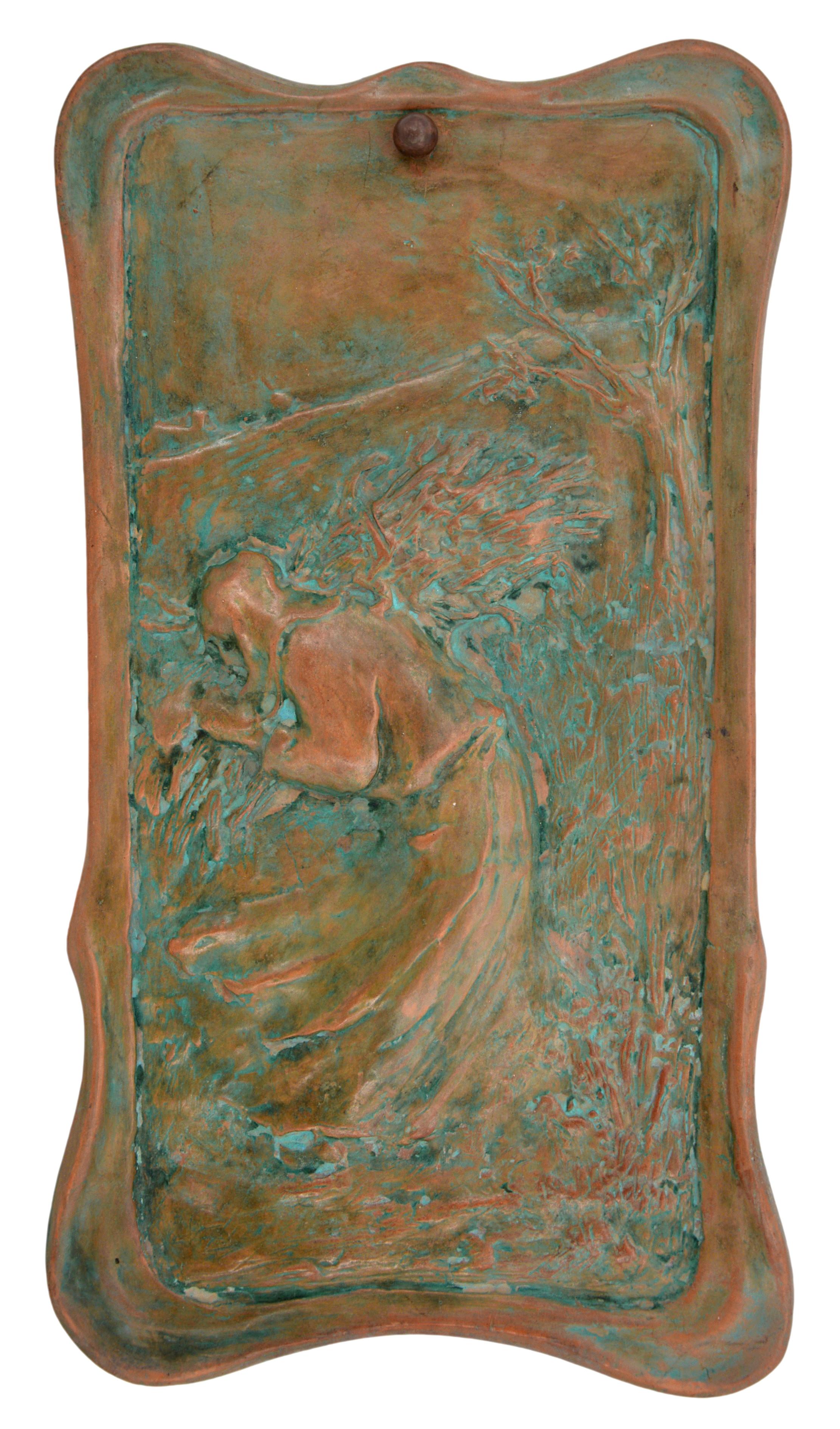Ottone Rara placca da parete in terracotta Art Nouveau, inizio XX secolo in vendita