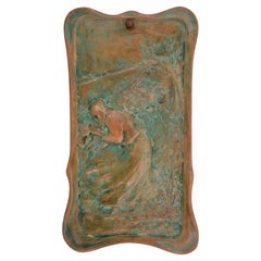 Rare plaque murale Art Nouveau en terre cuite, début du 20ème siècle