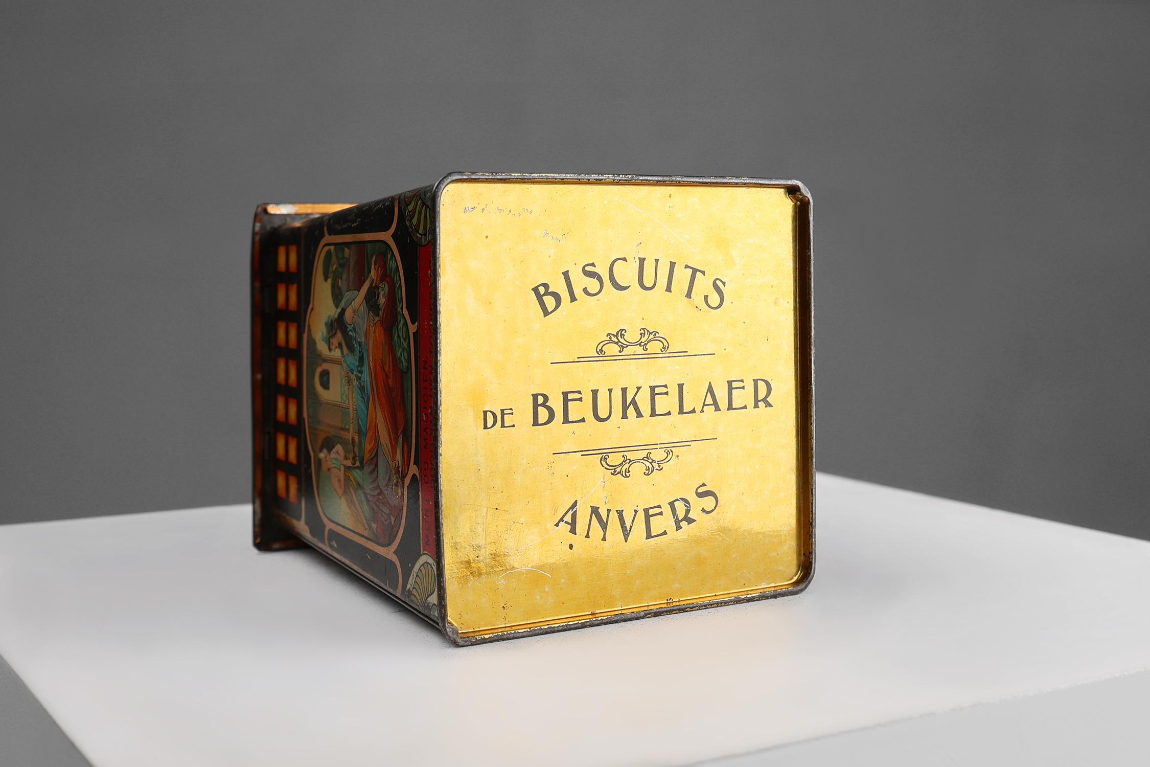 Rara caja tinnen Art Nouveau de De Beuckerlaer, Bélgica ca. 1900 en venta 1