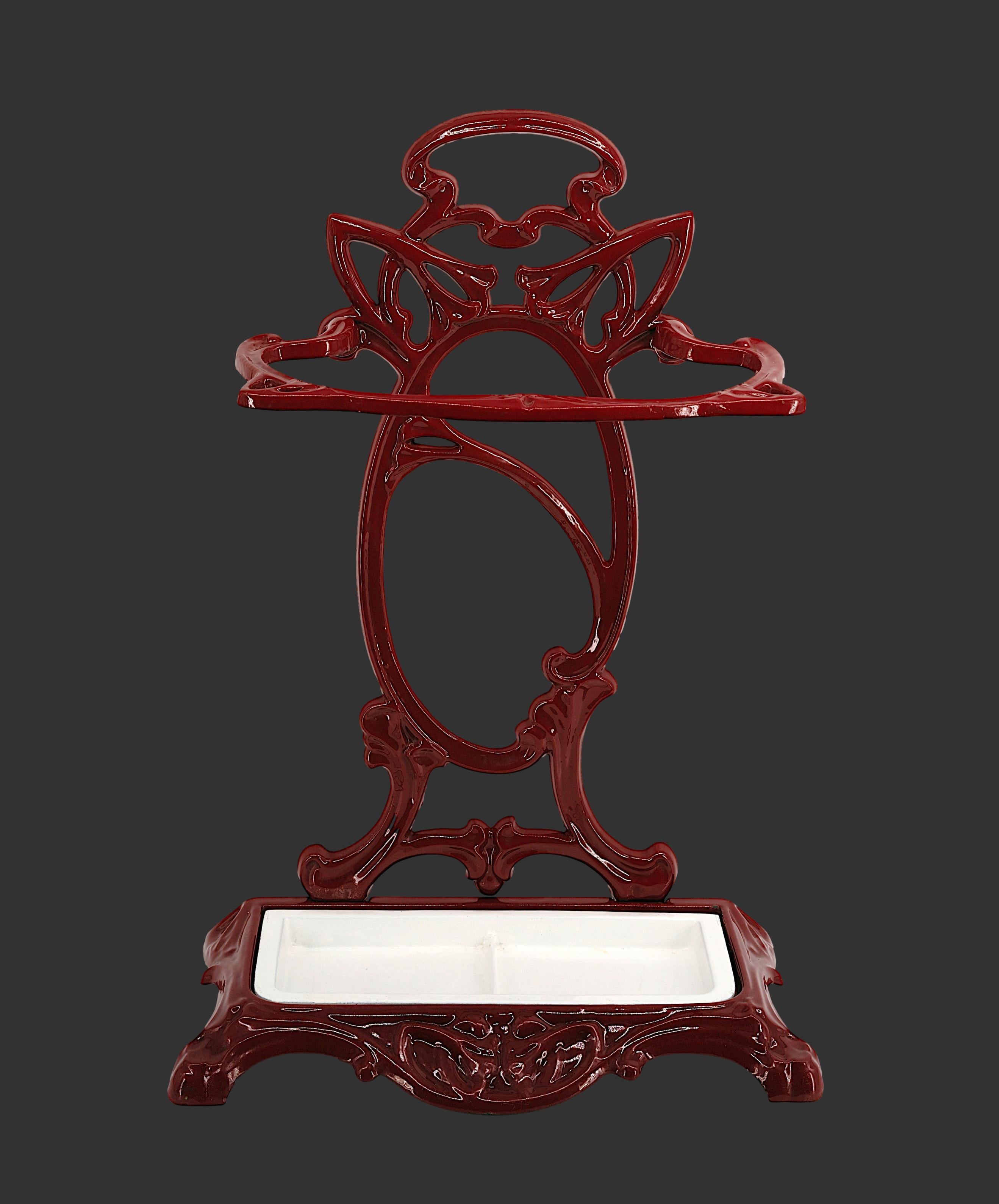Enameled Rare Art Nouveau Umbrella Stand, 1900 For Sale