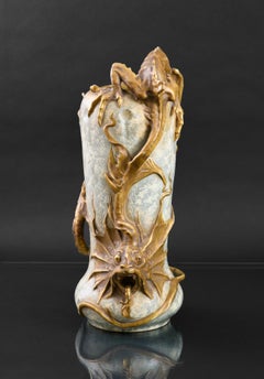 Rare Art Nouveau "Vase w/Oriental Dragon" by Eduard Stellmacher for RStK Amphora