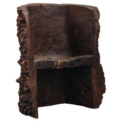 Rare Art Populaire Burl Chair From France, Circa 1850