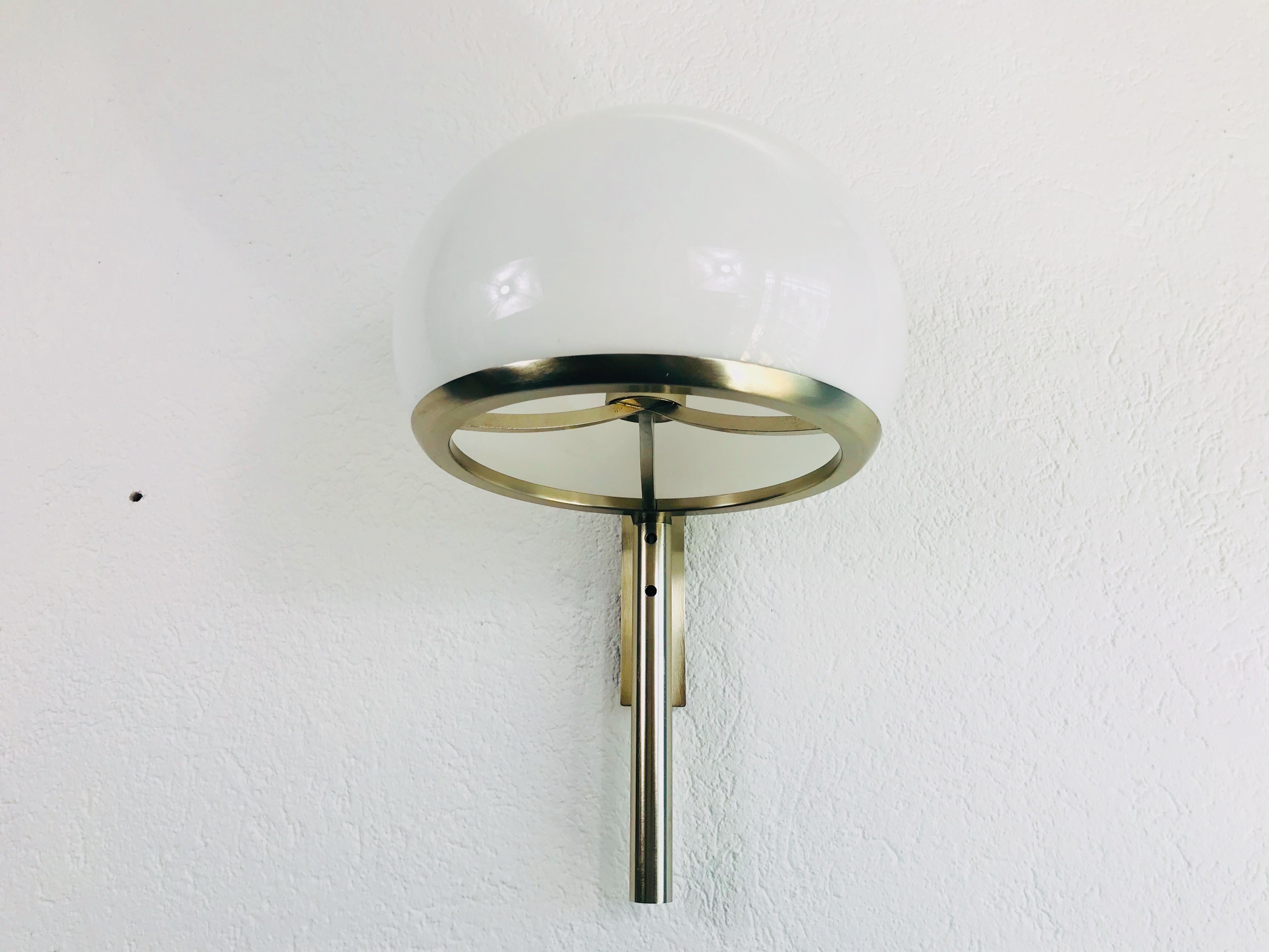 Italian Rare Arteluce Chrome and Perspex Wall Lamp, Italy, 1970s For Sale