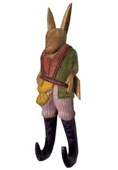 Rare porte-manteau Arthur Court, sculpté à la main, en forme de crochet mural en lapin