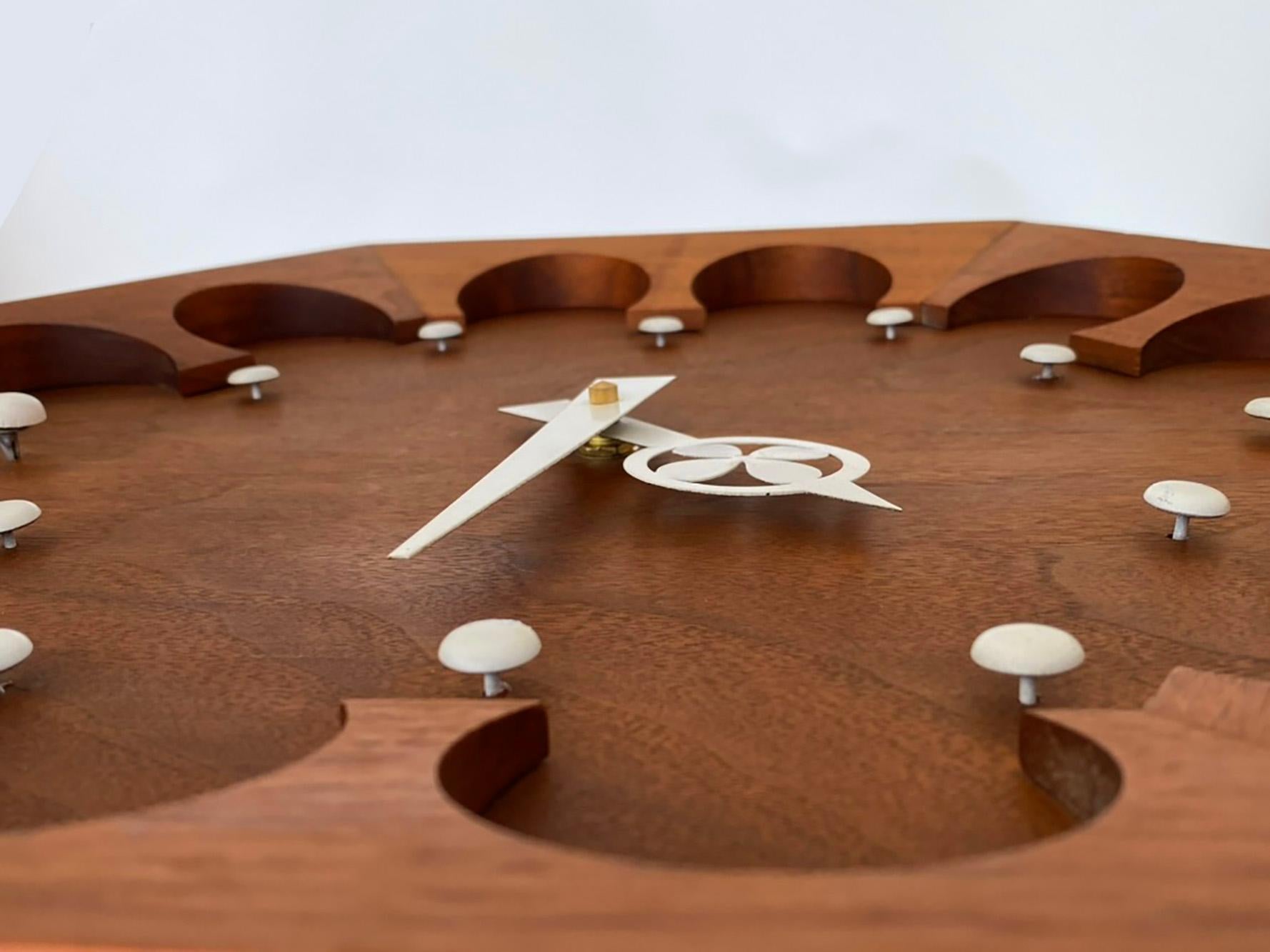 Mid-Century Modern Rare Arthur Umanoff for Howard Miller Walnut Wall Clock For Sale