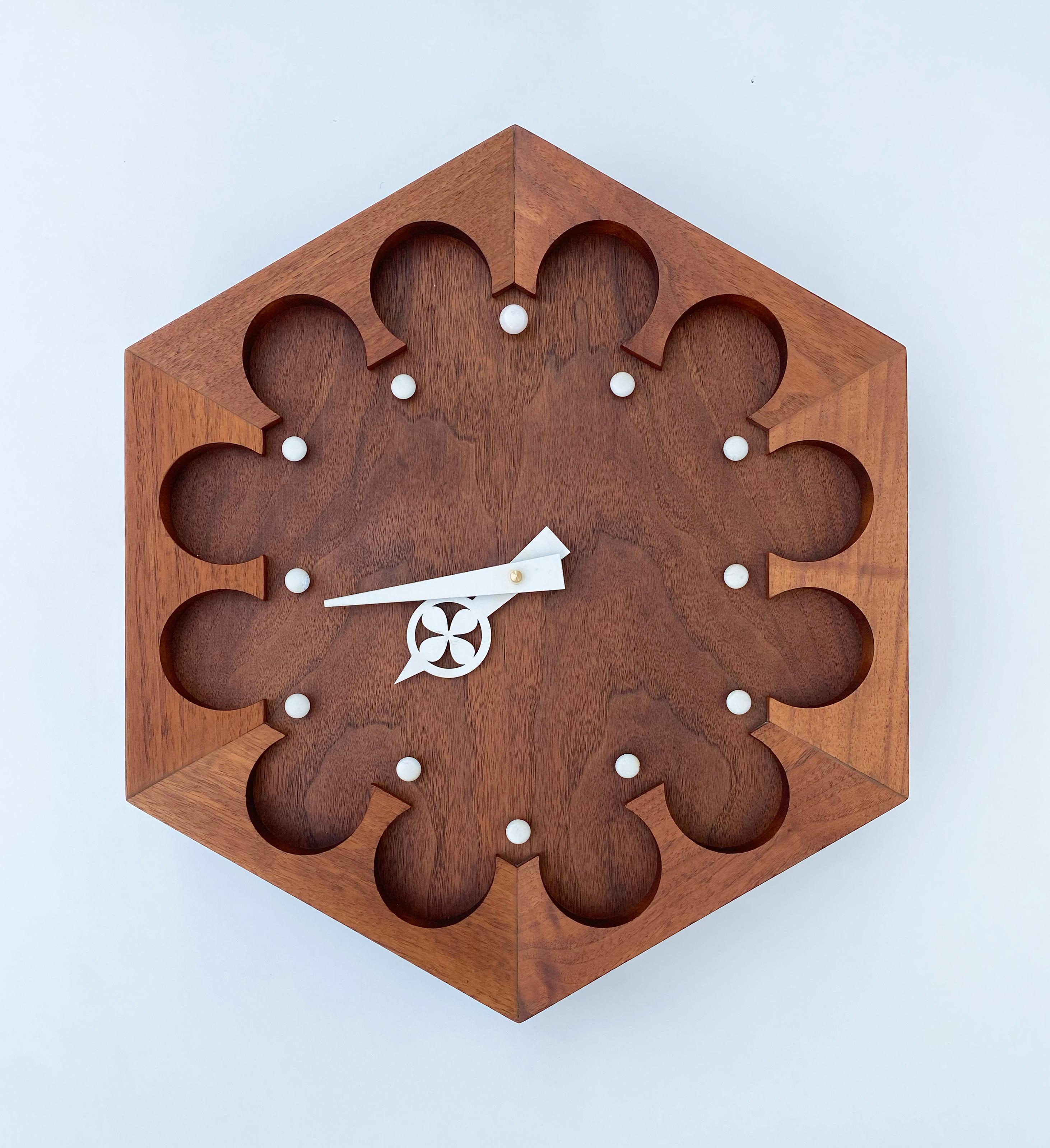 20th Century Rare Arthur Umanoff for Howard Miller Walnut Wall Clock For Sale