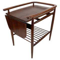 Raro carrello da bar/tè in legno di Arthur Umanoff, anni '50 ca.