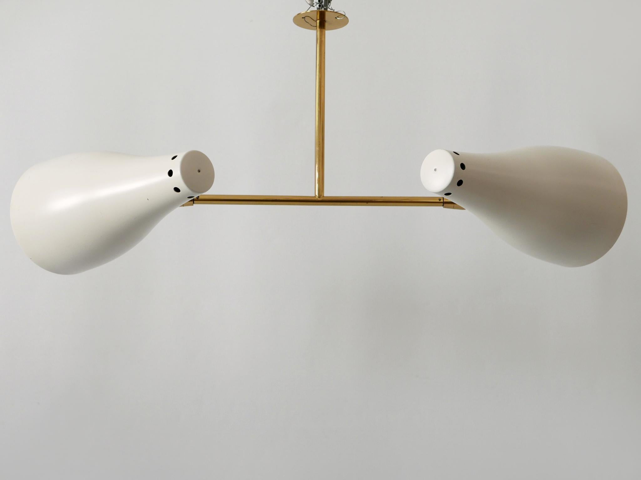 Rare Articulated Mid-Century Modern Two-Armed Sputnik Pendant Lamp Austria 1950s For Sale 6