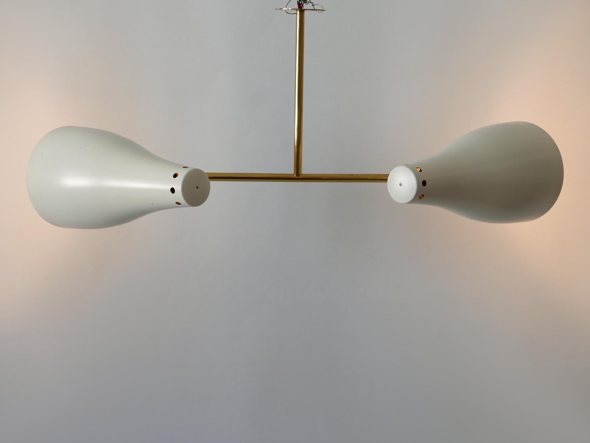 Rare Articulated Mid-Century Modern Two-Armed Sputnik Pendant Lamp Austria 1950s For Sale 7
