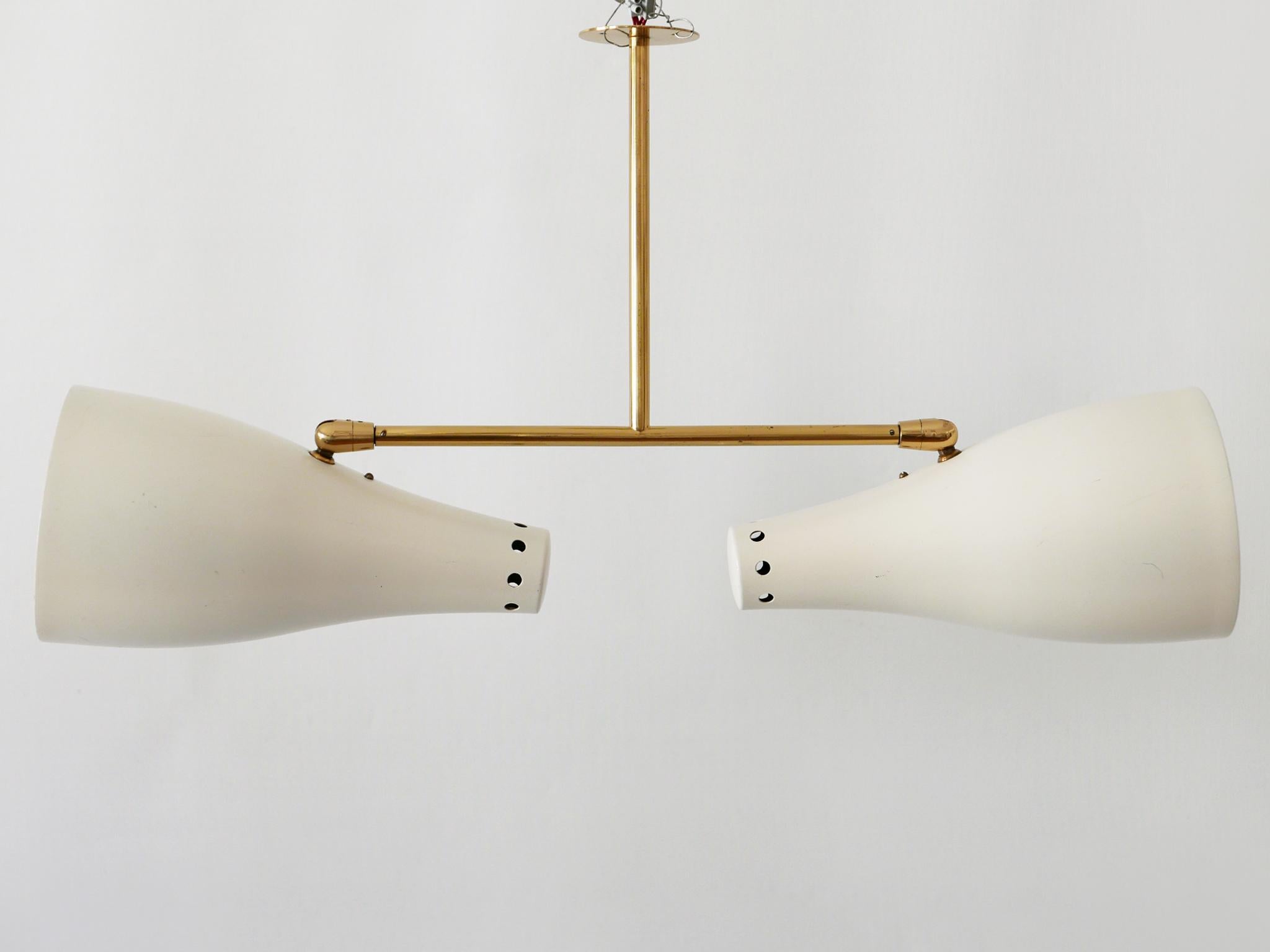 Rare Articulated Mid-Century Modern Two-Armed Sputnik Pendant Lamp Austria 1950s For Sale 9