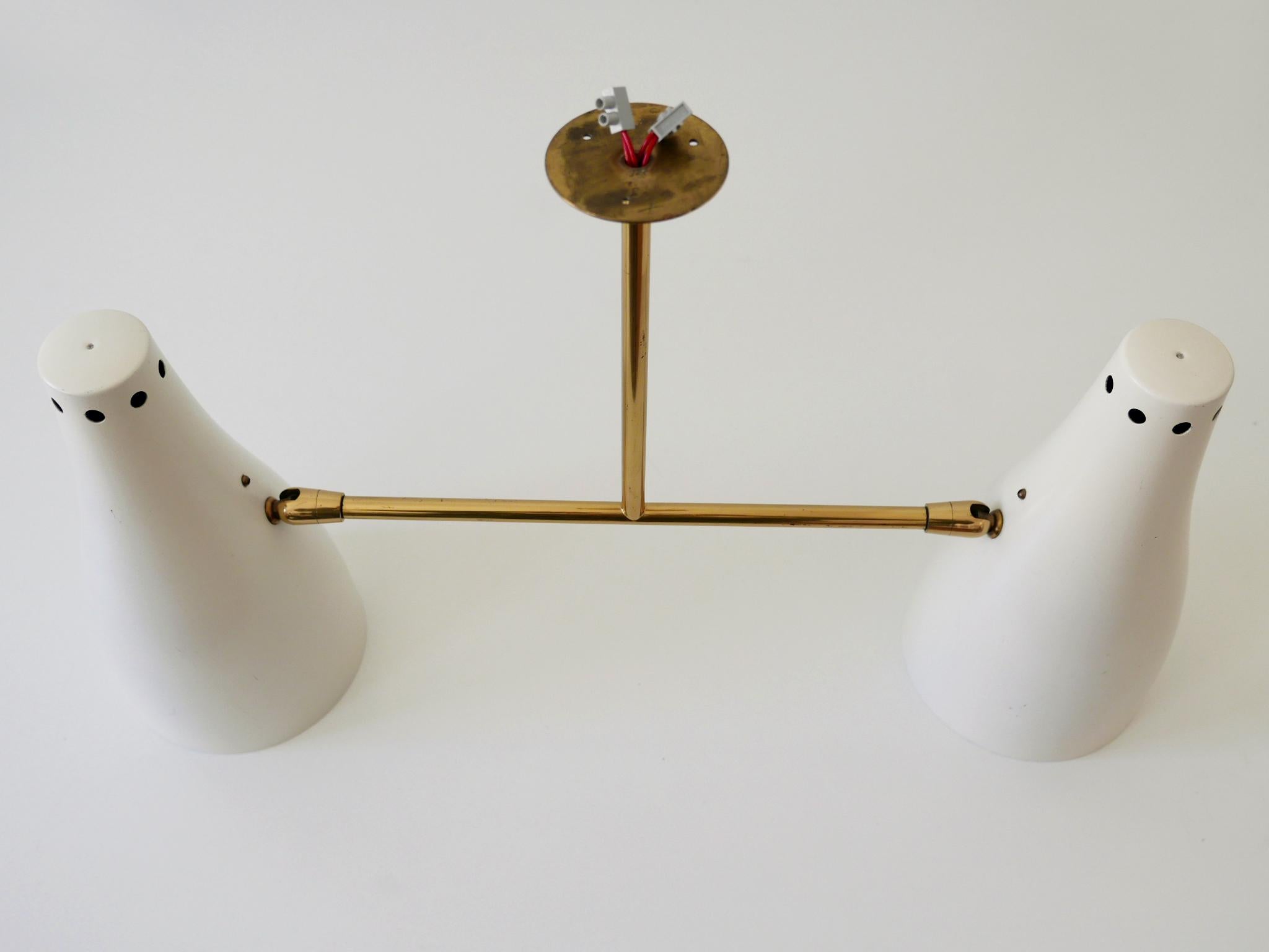 Rare Articulated Mid-Century Modern Two-Armed Sputnik Pendant Lamp Austria 1950s For Sale 12