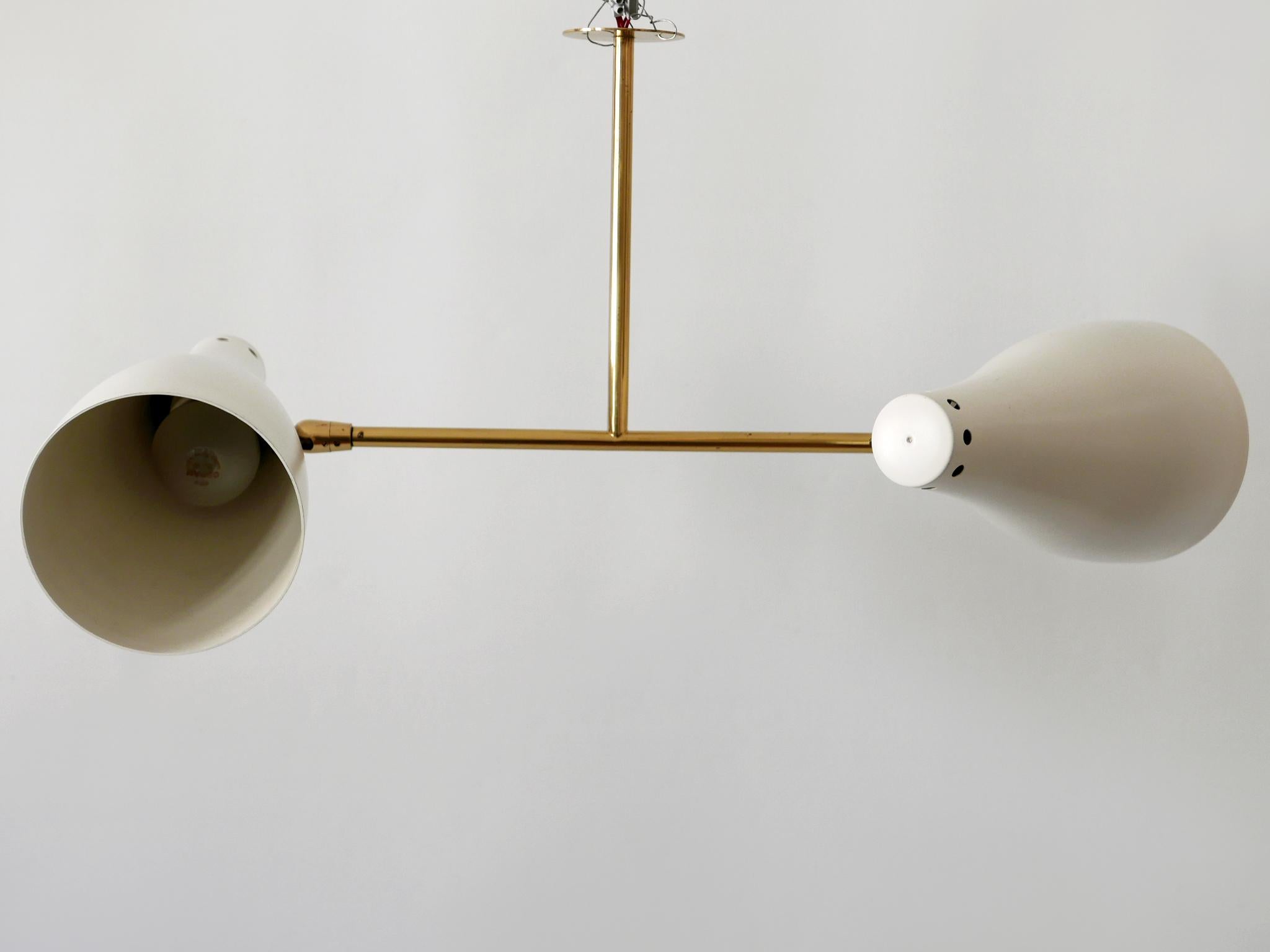 Rare Articulated Mid-Century Modern Two-Armed Sputnik Pendant Lamp Austria 1950s For Sale 13