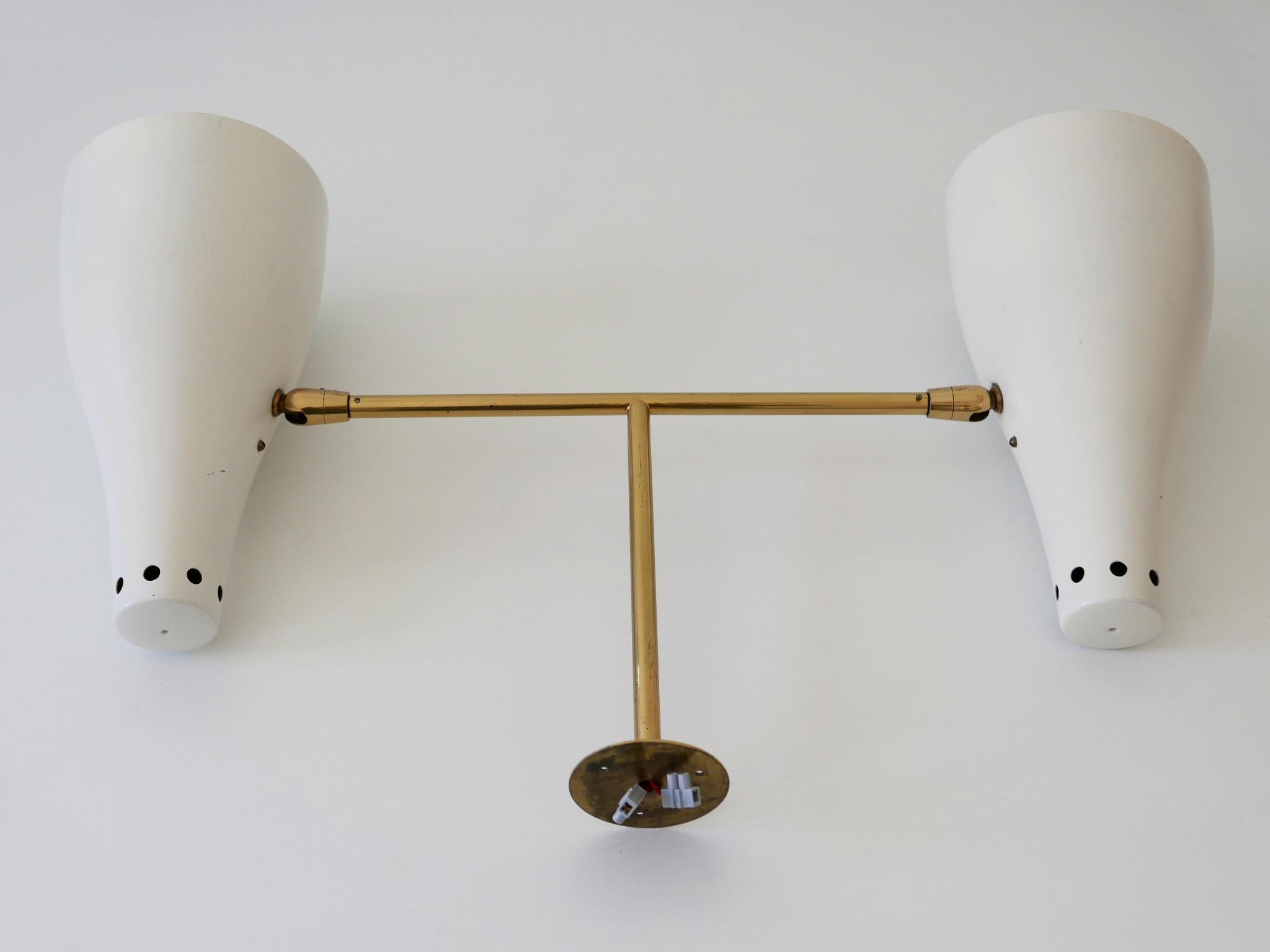 Rare Articulated Mid-Century Modern Two-Armed Sputnik Pendant Lamp Austria 1950s For Sale 14