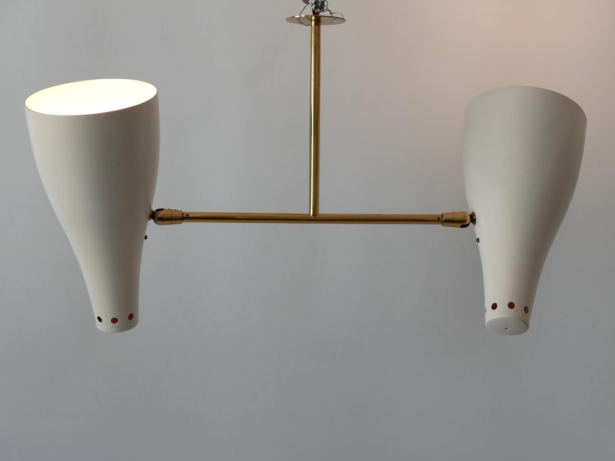Rare Articulated Mid-Century Modern Two-Armed Sputnik Pendant Lamp Austria 1950s For Sale 1