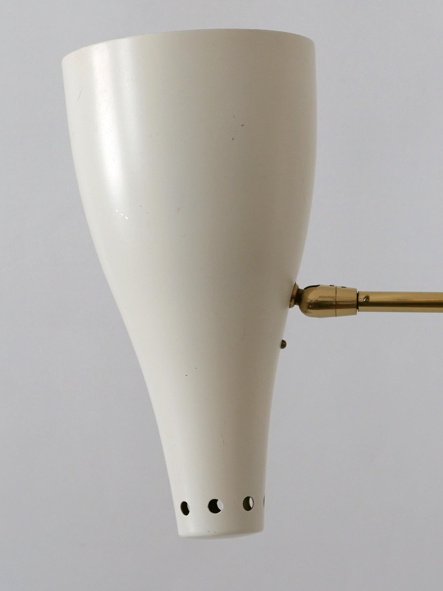 Rare Articulated Mid-Century Modern Two-Armed Sputnik Pendant Lamp Austria 1950s For Sale 3