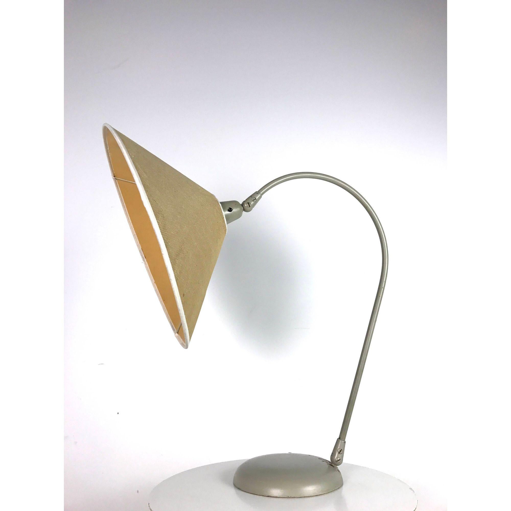Mid-Century Modern Rare Articulated Table Lamp in Metal by Kurt Versen, Early 1950's For Sale