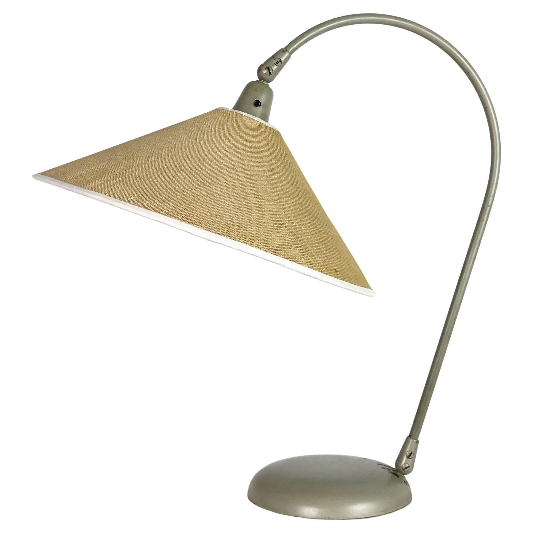 Rare Articulated Table Lamp in Metal by Kurt Versen, Early 1950's For Sale