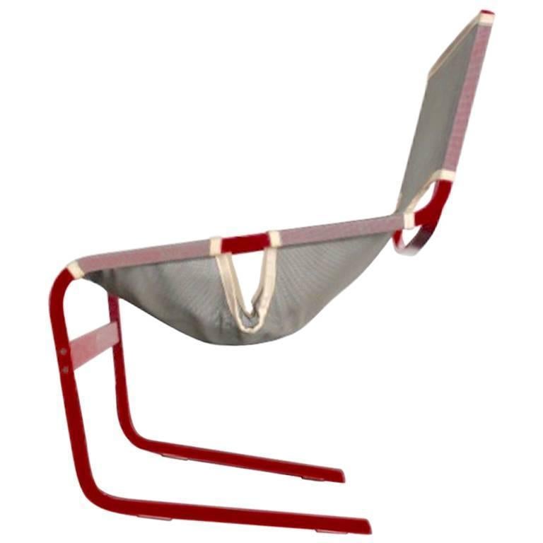 Highly rare edition of the Pierre Paulin 'F-444' lounge chair
Rare and quite unique example of the F444 lounge chair by Pierre Paulin for Artifort.??The red lacquered frame combined with the grey mesh cover gives it a very modern look Although this