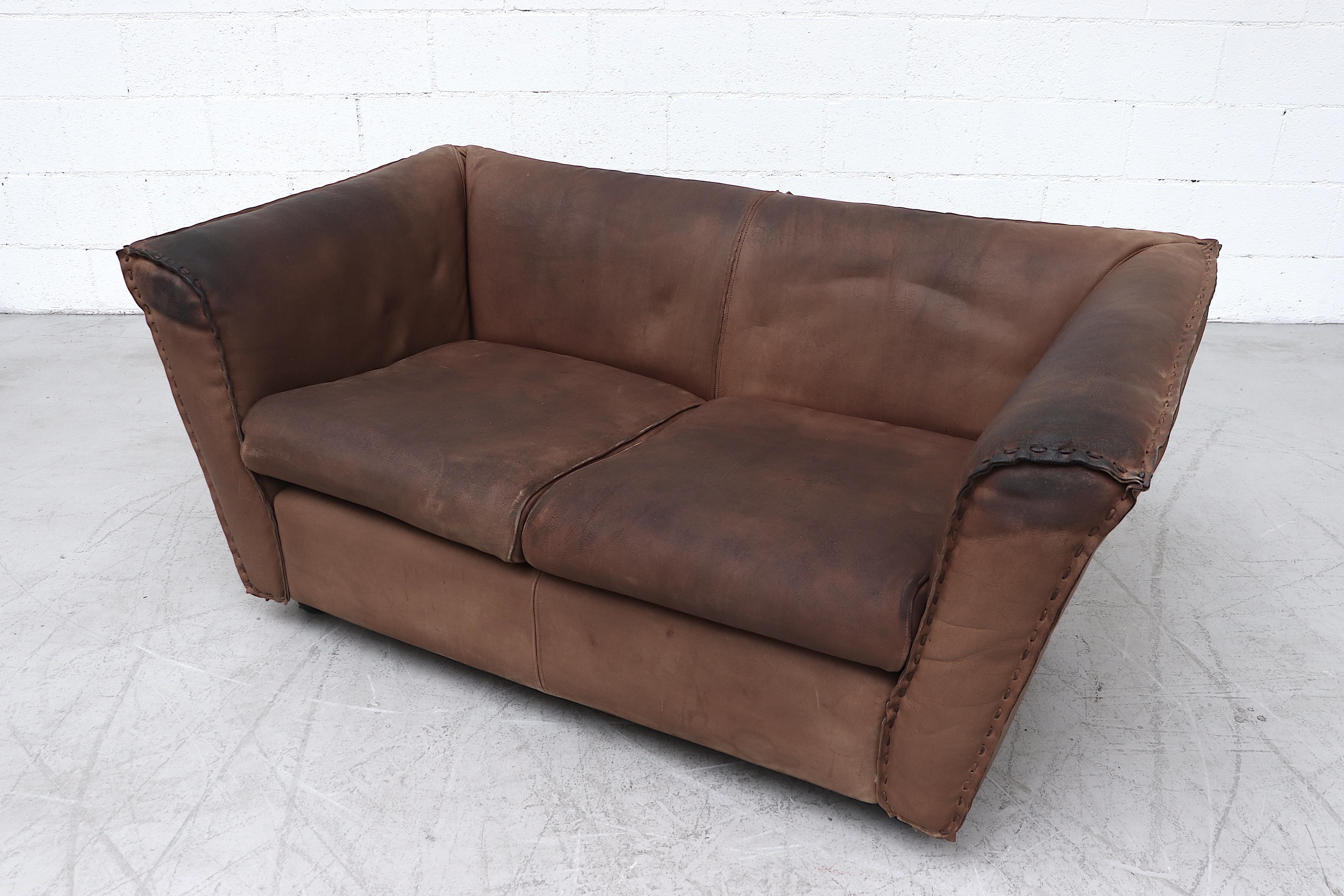 Dutch Rare Artifort Leather Love Seat