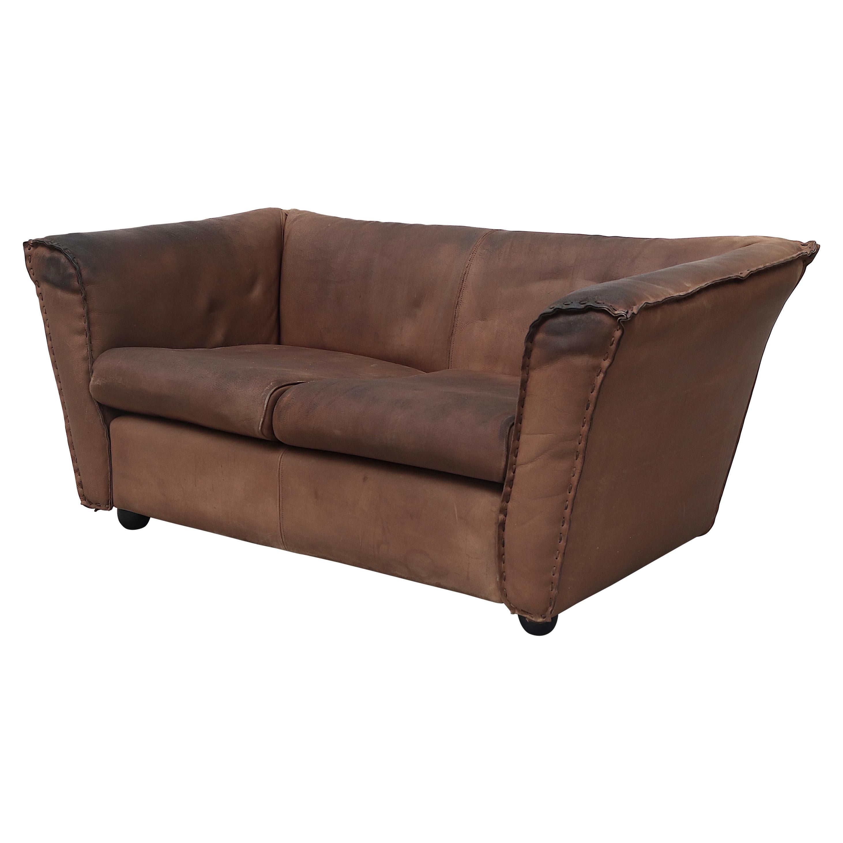 Rare Artifort Leather Love Seat