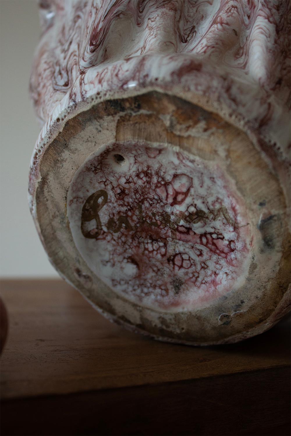 Rare Artist Made Small Ceramic French Collum Capital Mortar For Sale 4